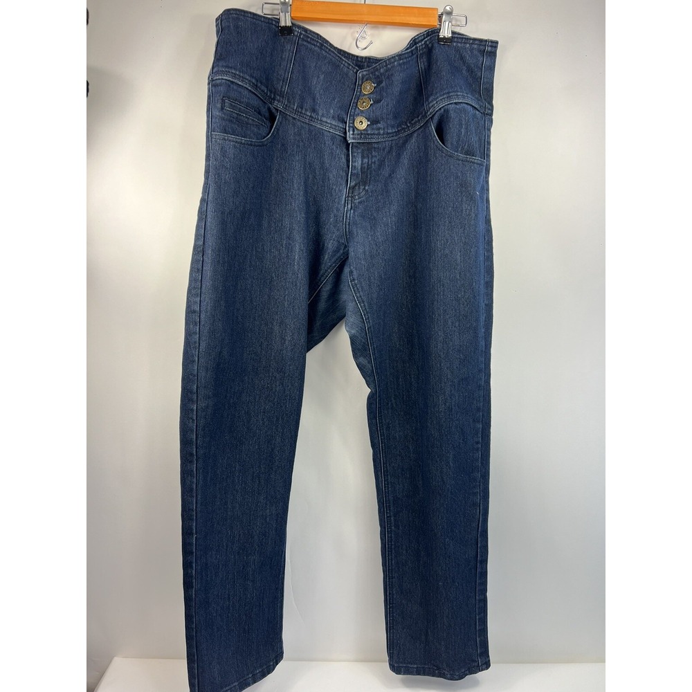 Ashley Stewart Jeans Womens Size 18 Denim Pants Dark Wash‎ Three Button